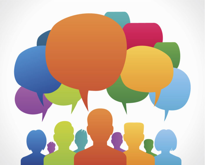 people with dialog speech bubbles