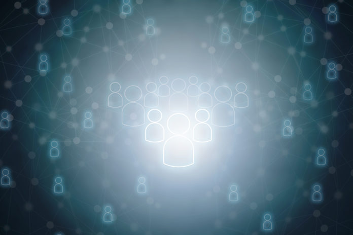 leader and teamwork of people connection icon background
