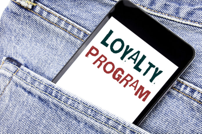Handwriting Announcement text showing Loyalty Program. Business concept for Marketing Concept Written phone mobile phone, cellphone placed in the man front jeans pocket.